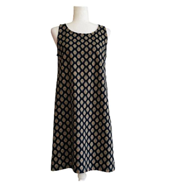 Banana Republic Factory Dress Blue Print Sleeveless Back Cut Out Shift Small - Picture 1 of 11